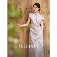 3COLOUR 2025春季新中式旗袍裙重工提花連衣裙長裙C