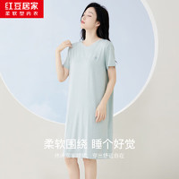紅豆男裝 紅豆夏季輕薄女士爽滑莫代爾短袖圓領(lǐng)輕彈睡裙清涼夏天連衣裙