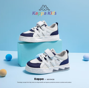 Kappa Kids 夏季透氣網(wǎng)面小白鞋中大童休閑板鞋