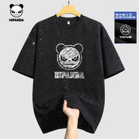 HIPANDA 熊貓滿(mǎn)天星潮牌短袖T恤男 2025夏季新款 美式涂鴉體恤 黑 XL
