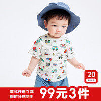 巴拉巴拉 嬰兒t恤寶寶打底衫女童上衣男短袖夏季全棉可愛 綠紅色調(diào)00346 100