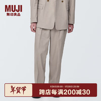 MUJI 無(wú)印良品 無(wú)印良品（MUJI）男式 彈力 抽褶寬版褲男士長(zhǎng)褲子春款 AE0XPA4S 淺灰棕色 M （170/80A）