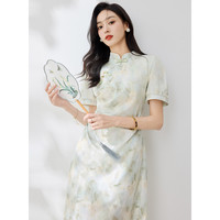 馬克華菲 女裝新中式國風立領旗袍女夏季小個子氣質(zhì)減齡碎花中長連衣裙