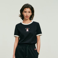 TEENIE WEENIE T恤女短袖夏季刺繡圓領(lǐng)短袖棉T恤短款打底衫