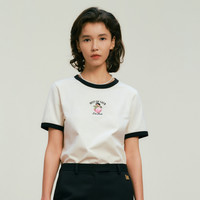TEENIE WEENIE T恤女短袖夏季刺繡圓領(lǐng)短袖棉T恤短款打底衫
