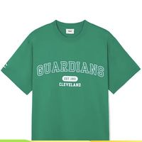 MLB 夏季短袖T恤運動春夏服訓(xùn)練舒適透氣休閑3ATSV0243 VARSITY草書隊/滿印綠色 XS
