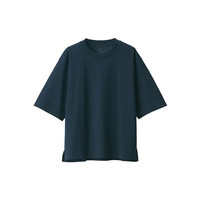 MUJI 無印良品 女式 涼感 寬版短袖T恤 休閑百搭 BBA18A3S 藏青色 XS