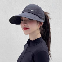 貓人 女士加寬加深防曬鴨舌帽 黑色