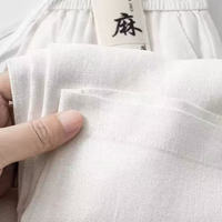 2025高級亞麻棉褲子藏青速干亞麻棉褲子直筒休閑長褲品質(zhì)通勤男裝 白色 M 90-100斤