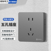 國(guó)際電工 fdd 明裝超薄大板灰開(kāi)關(guān)插座家用明裝超薄一體二十孔一位五孔單雙開(kāi)關(guān) 五孔插座