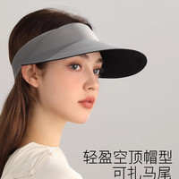 貓人 女士可折疊空頂防曬帽 深灰色 均碼（53-65）