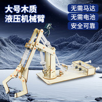 探夢 木質(zhì)液壓機械臂steam小學(xué)生科學(xué)實驗兒童手工拼裝玩具 大號木制液壓機械臂