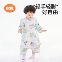 良良 良嬰兒睡裙夏季薄款竹棉兒童家居服分腿睡衣男女春夏寶睡袋 漫游藍-竹棉紗(25-30℃) 100