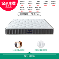 全友 家居乳膠床墊家用臥室黃麻床墊硬墊席夢思軟墊彈簧床墊105169