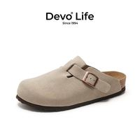 的沃 Devo 軟木拖鞋女包頭外穿休閑半包復(fù)古情侶半拖懶人套腳勃肯鞋3624