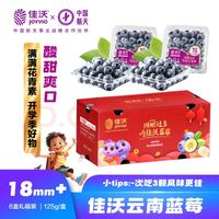 佳沃 云南藍(lán)莓 18mm+ 125g/盒 6盒裝 新鮮水果