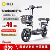 新日 新國標(biāo)電動(dòng)車自行車小卡迪48V12AH鉛酸電池續(xù)航40公里輕便代步電瓶車   煙灰綠