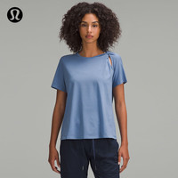 lululemon 丨Cotton 女士棉混紡肩部扭結(jié) T 恤 LW3IGIS 綠洲藍(lán)
