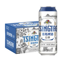 青島啤酒 TSINGTAO 全麥白啤11度大罐 500mL 12罐 整箱裝（贈青島白啤330*6/福禧500*4）