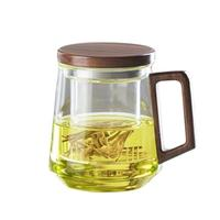 牧禾 耐高溫茶水分離泡茶杯 透明圓趣杯 525ml 1只