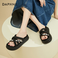 達(dá)芙妮 時(shí)裝涼鞋夏季時(shí)尚休閑單鞋女氣質(zhì)百搭中跟粗跟鞋子優(yōu)雅涼鞋