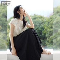 對白 國風(fēng)女式短袖立領(lǐng)襯衫 EDC054U