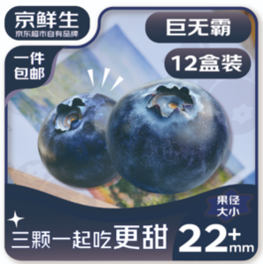 京鮮生 云南藍(lán)莓巨無(wú)霸 （22mm+）125g*12盒裝