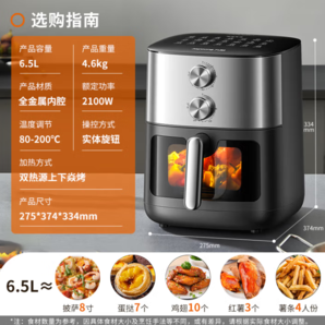 20點(diǎn)！Joyoung 九陽(yáng) KL65-V596Y 空氣炸鍋 6.5L