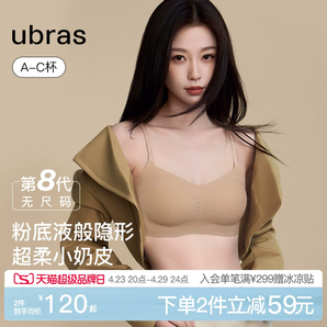 虞書欣同款ubras無尺碼小奶皮無痕隱形粉底液背心細(xì)吊帶文胸內(nèi)衣