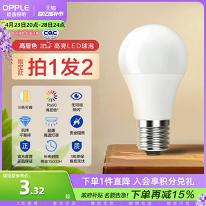 歐普led燈泡高顯色節(jié)能家用商用大功率光源超亮E27球泡E14螺口