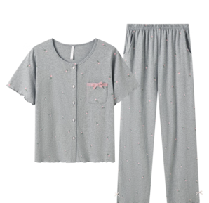 芬騰旗下！manza 瑪倫薩 女士玫瑰輕語純棉可外穿短袖家居服套裝
