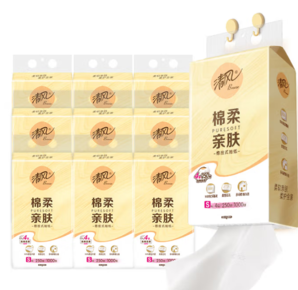 1.82元/包！清風(fēng) 棉柔親膚原生木槳懸掛式抽紙 4層250抽*10提