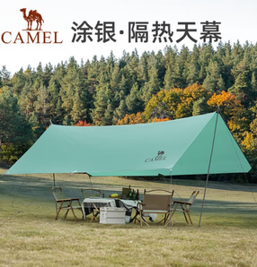 PLUS會員！駱駝 道森天幕 軍綠12㎡,涂銀版