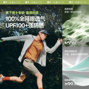 Beneunder 蕉下 25年新款 UPF100+ 男士原紗防曬連帽透氣防曬衣