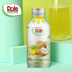 低卡不添加蔗糖！Dole 都樂(lè) 0蔗糖菠蘿椰子/菠蘿西柚氣泡果汁鋁瓶裝 400ml