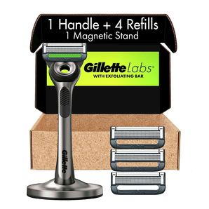 Gillette 吉列 GilletteLabs 極光男士剃須刀 1剃須刀+4刀頭 高級磁性底座套裝