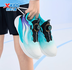 XTEP 特步 氫風5.0 夏季新款男女童旋紐扣透氣跑鞋