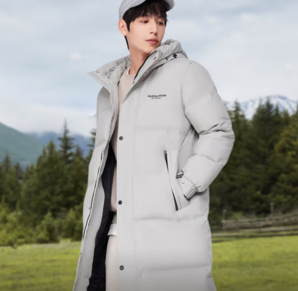 充絨量最高224g！Bosideng 波司登 男士長款連帽加厚羽絨服