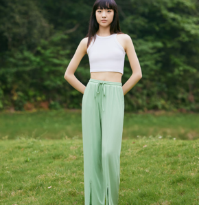 清爽莫蘭迪色系！松山棉店 女士5A抑菌舒適寬松羅紋闊腿褲 2款多色