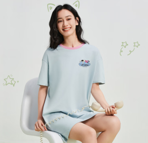 80S高密精梳棉！YOUKESHU 有棵樹(shù) 女士80S柔順精梳棉5A抑菌可外穿中長(zhǎng)睡裙家居服