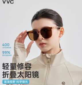 VVC女新款修容折疊戶外太陽鏡 栗子棕
