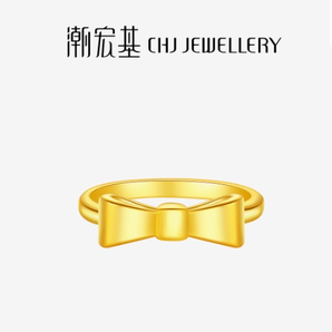 潮宏基 小確幸蝴蝶結(jié)足金戒指