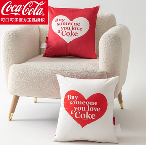 Coca-Cola 可口可樂 水晶絨抱枕 40cm*40cm 含枕芯 一對(duì)裝