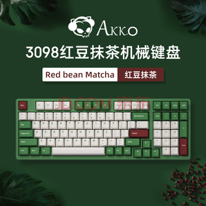 晚8點預告：AKKO 3098 紅豆抹茶機械鍵盤三模 有線 霓虹 紅豆抹茶 奶黃軸 98鍵