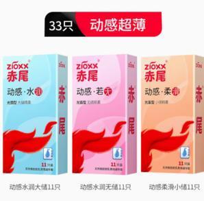 赤尾 zioxx 玻尿酸安全套組合 動(dòng)感超薄33只