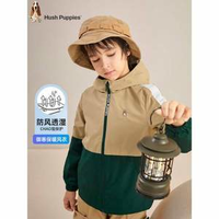 Hush Puppies 暇步士 男女童中大童時尚撞色拼接風衣外套（105~170cm）多色