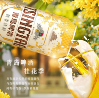 全麥古法精釀！TsingTao 青島啤酒 桂香詩(shī)韻 桂花味白啤酒500mL*12罐整箱 贈(zèng)手撕牛肉干50g