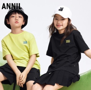 記憶棉涼感T！Annil 安奈兒 2025夏 男女童記憶棉涼感拼網(wǎng)布短袖T恤（110~180碼）多款