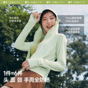 UPF100+原紗防曬！Beneunder 蕉下 25新款 UPF100+ 女士寬松款全網(wǎng)眼透氣黑膠帽檐防曬衣 AS100