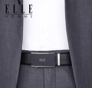 ELLE旗下男裝品牌！ELLE HOMME 男士頭層牛皮自動扣皮帶禮盒裝 902081